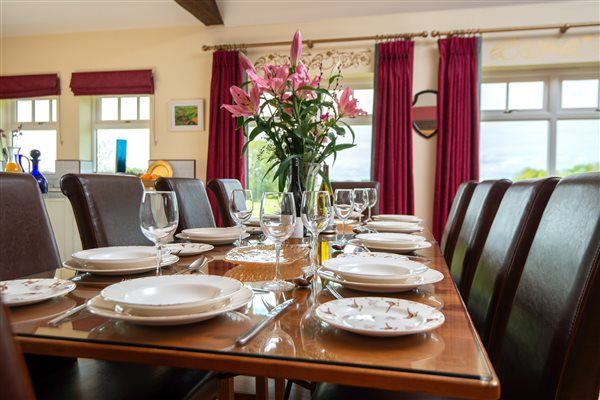 holiday cottage with large dining table for 12